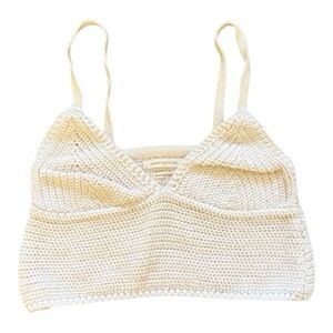 Urban Outfitters Crochet Knit Bralette Top Cream Boho Festival Crop Tank Size M